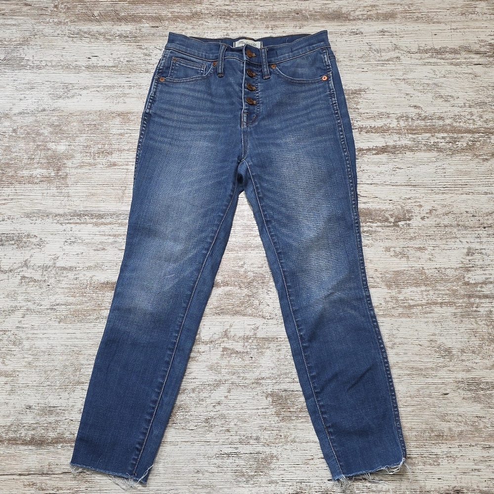 Madewell High Rise Skinny Crop Size 26 Petite Frayed Blue Denim